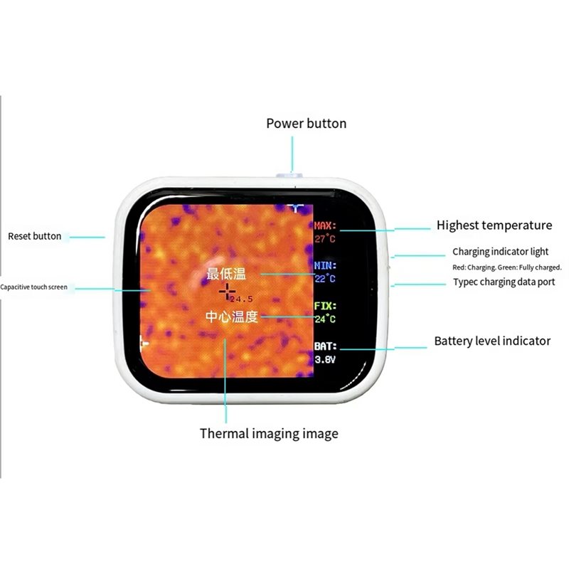 Underfloor Heating Thermal Detector - Dispositivo termografico portatile con schermo touchscreen,